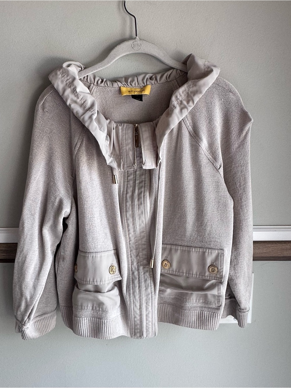St. John Wool Blend Knit Full Zip Tan Jacket *READ*​